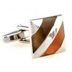 Amber Cut Silver Bands Cufflinks Cuff Links.jpg